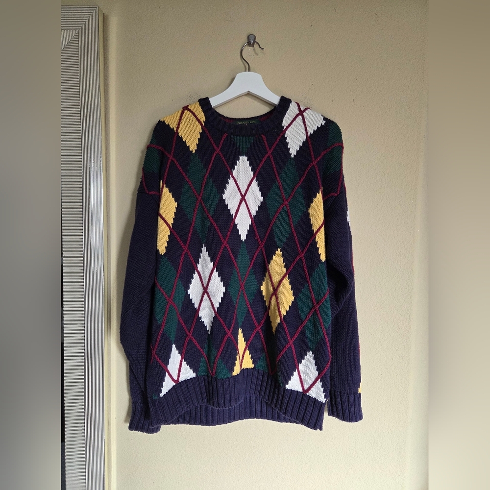 Vintage Embassy Row Chunky Knit Cotton Sweater Preppy Grandpa Eclectic Unique